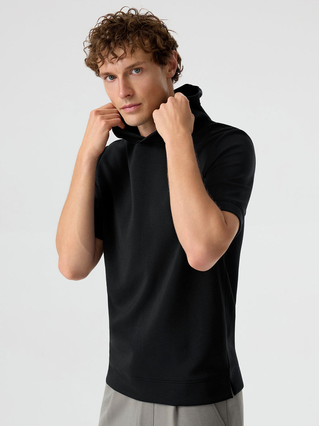 Modal Blend Short Sleeve Hoodie