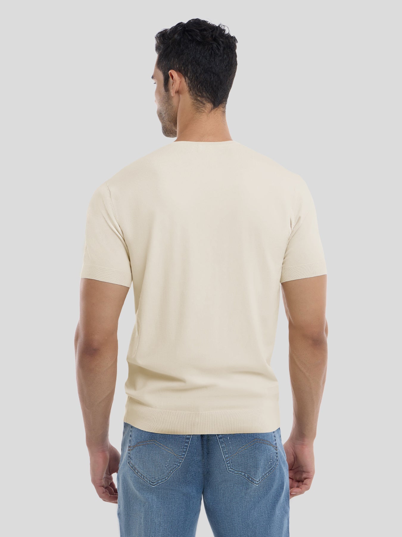 GentleKnit Short Sleeve V-neck Knitted T-Shirt