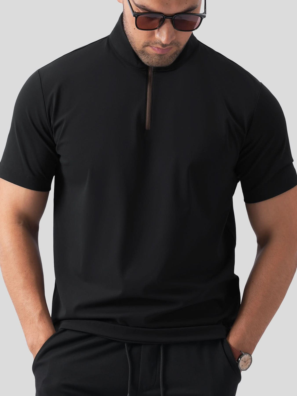 SmoothBlend Half Zip Mock Neck Short Sleeve Tee