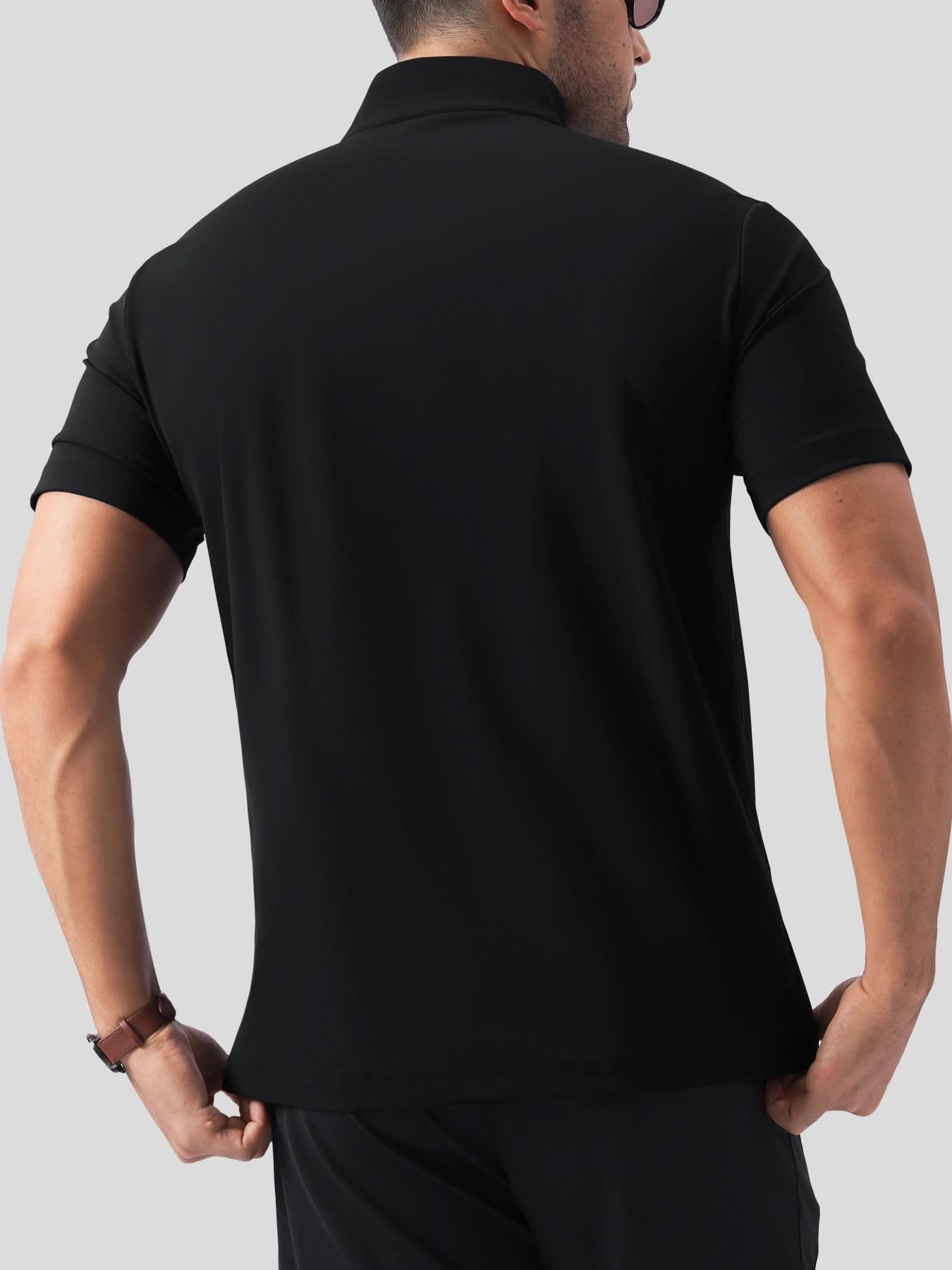 SmoothBlend Half Zip Mock Neck Short Sleeve Tee