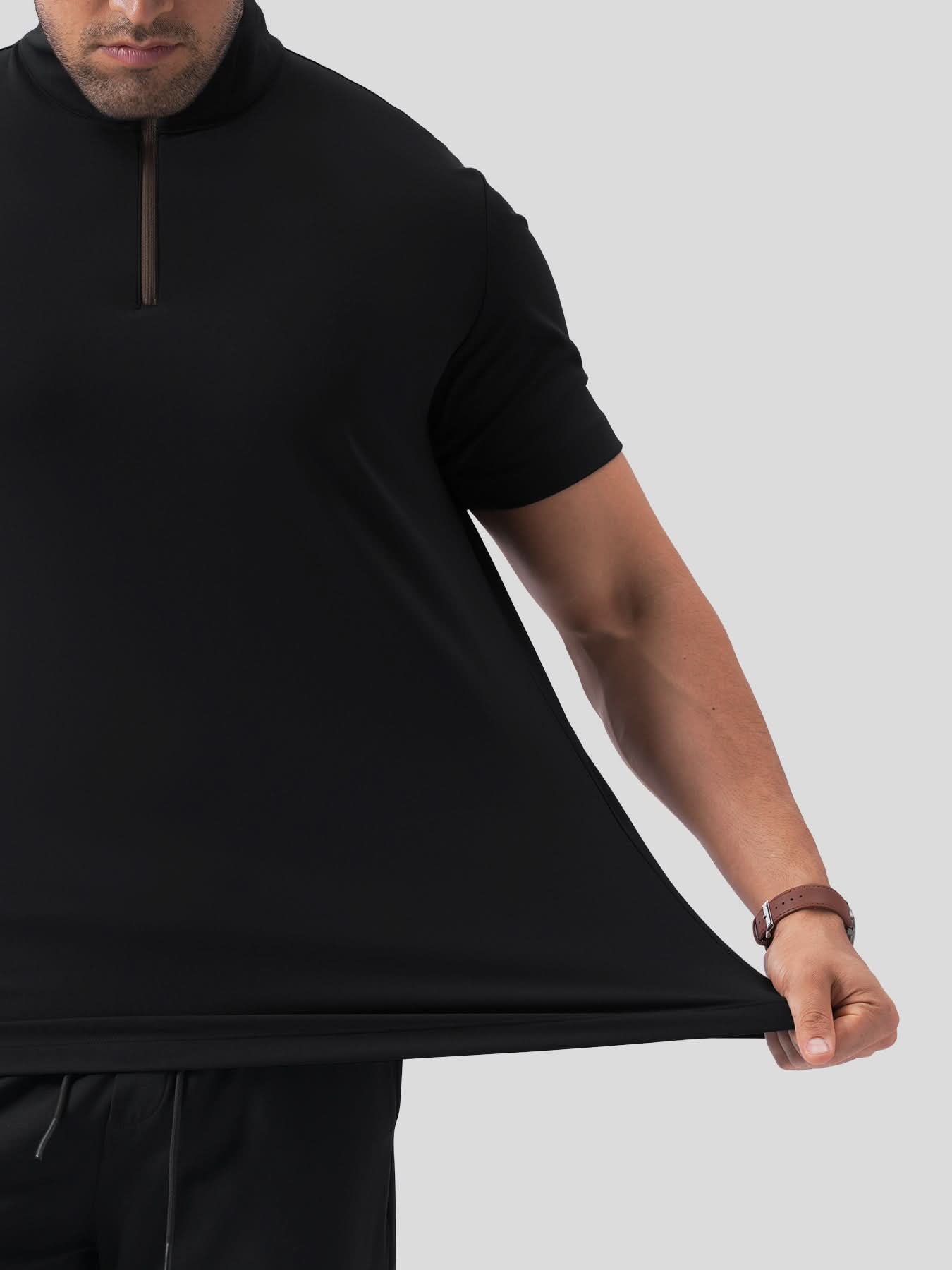 SmoothBlend Half Zip Mock Neck Short Sleeve Tee