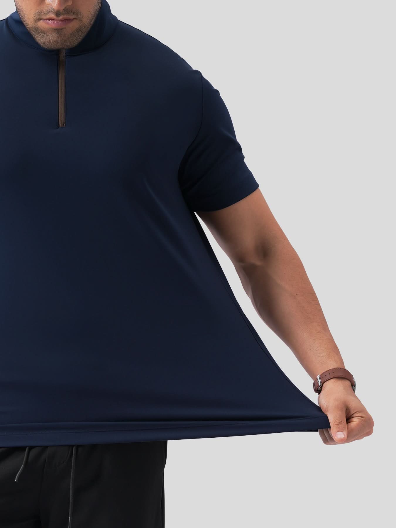 SmoothBlend Half Zip Mock Neck Short Sleeve Tee