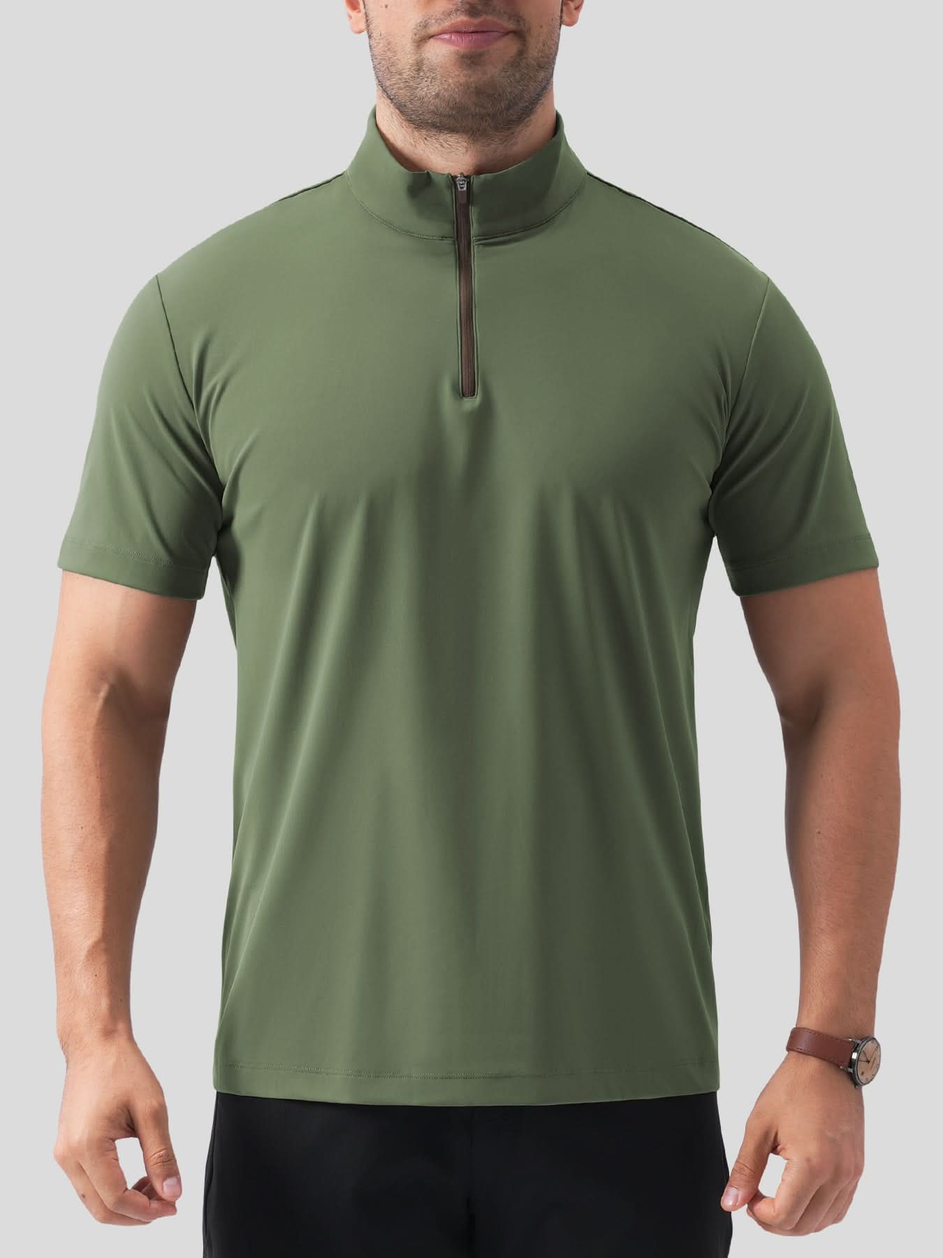 SmoothBlend Half Zip Mock Neck Short Sleeve Tee