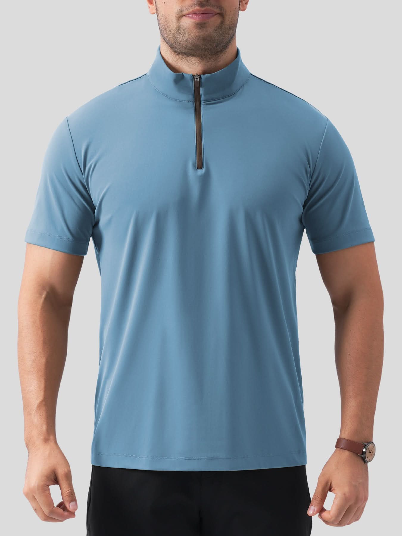 SmoothBlend Half Zip Mock Neck Short Sleeve Tee