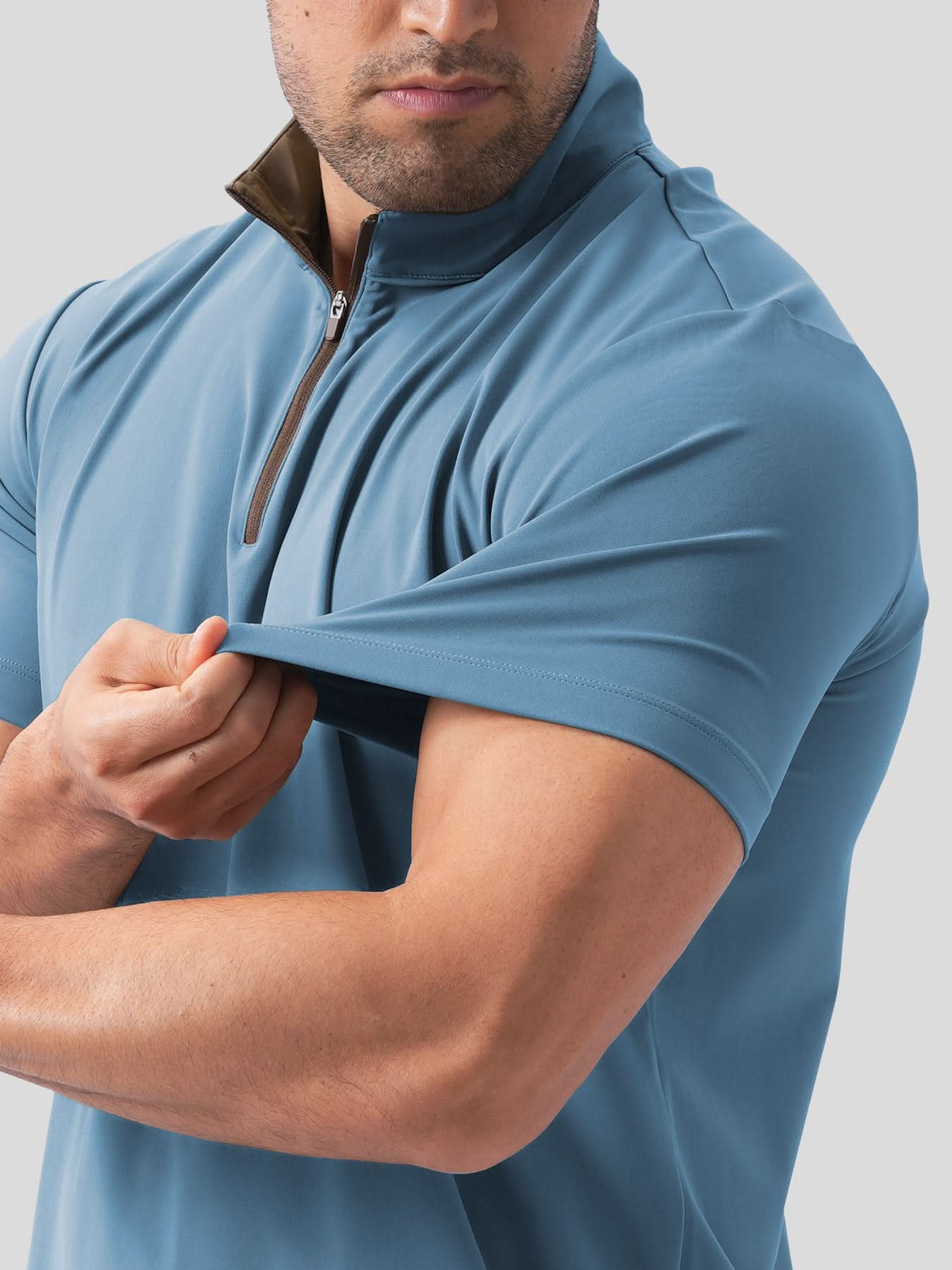 SmoothBlend Half Zip Mock Neck Short Sleeve Tee