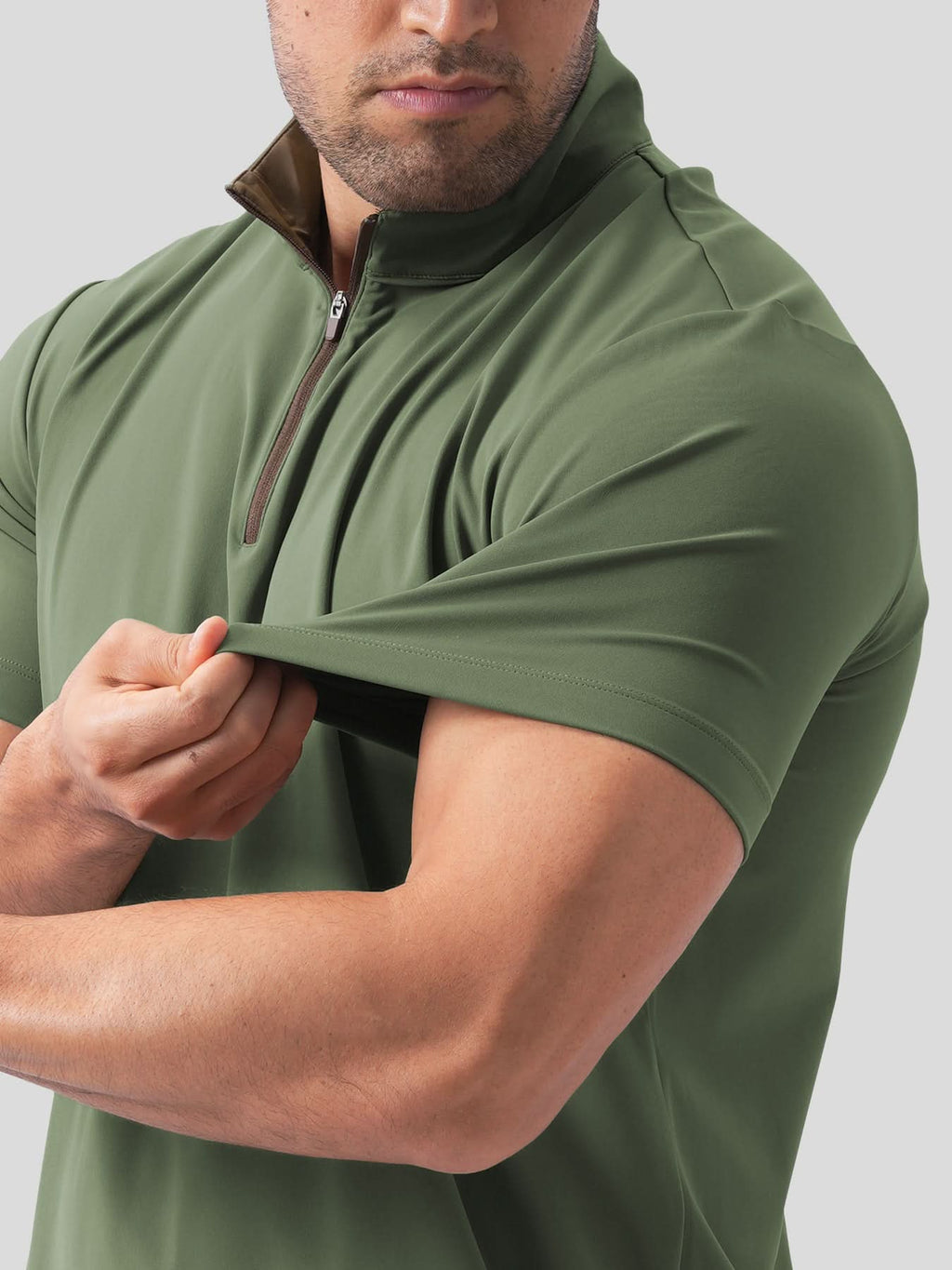 SmoothBlend Half Zip Mock Neck Short Sleeve Tee