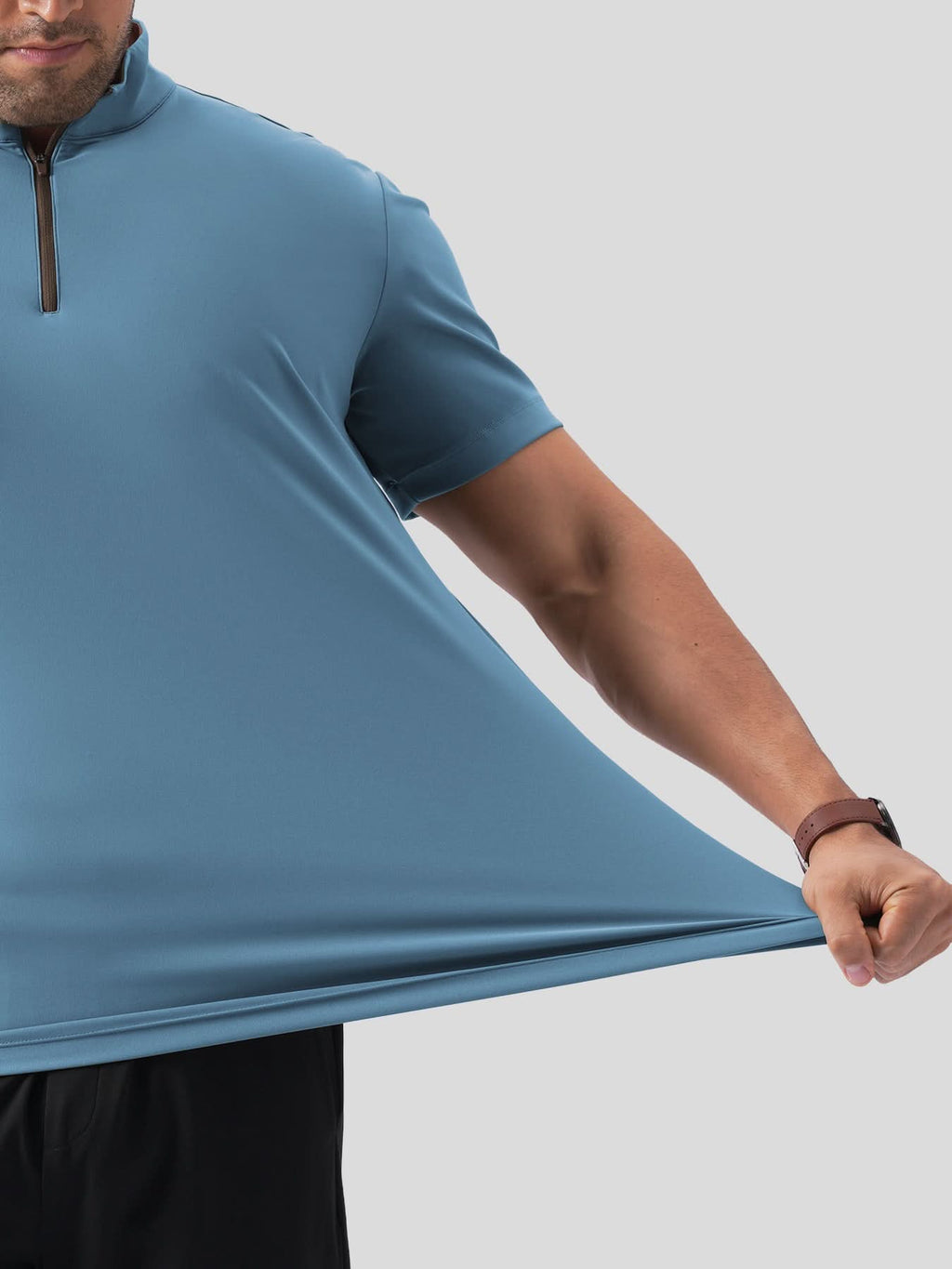 SmoothBlend Half Zip Mock Neck Short Sleeve Tee