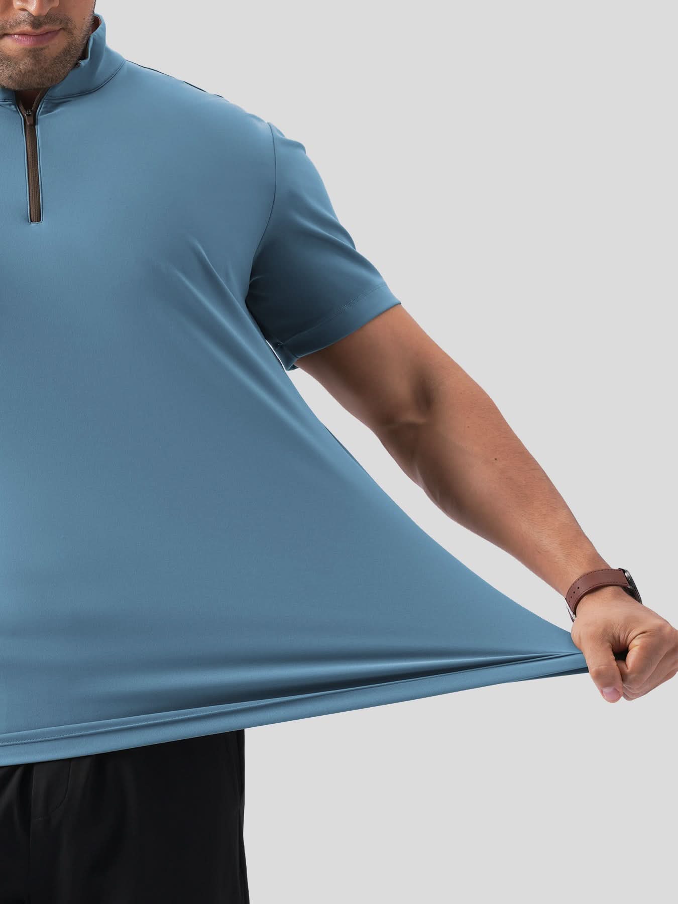 SmoothBlend Half Zip Mock Neck Short Sleeve Tee