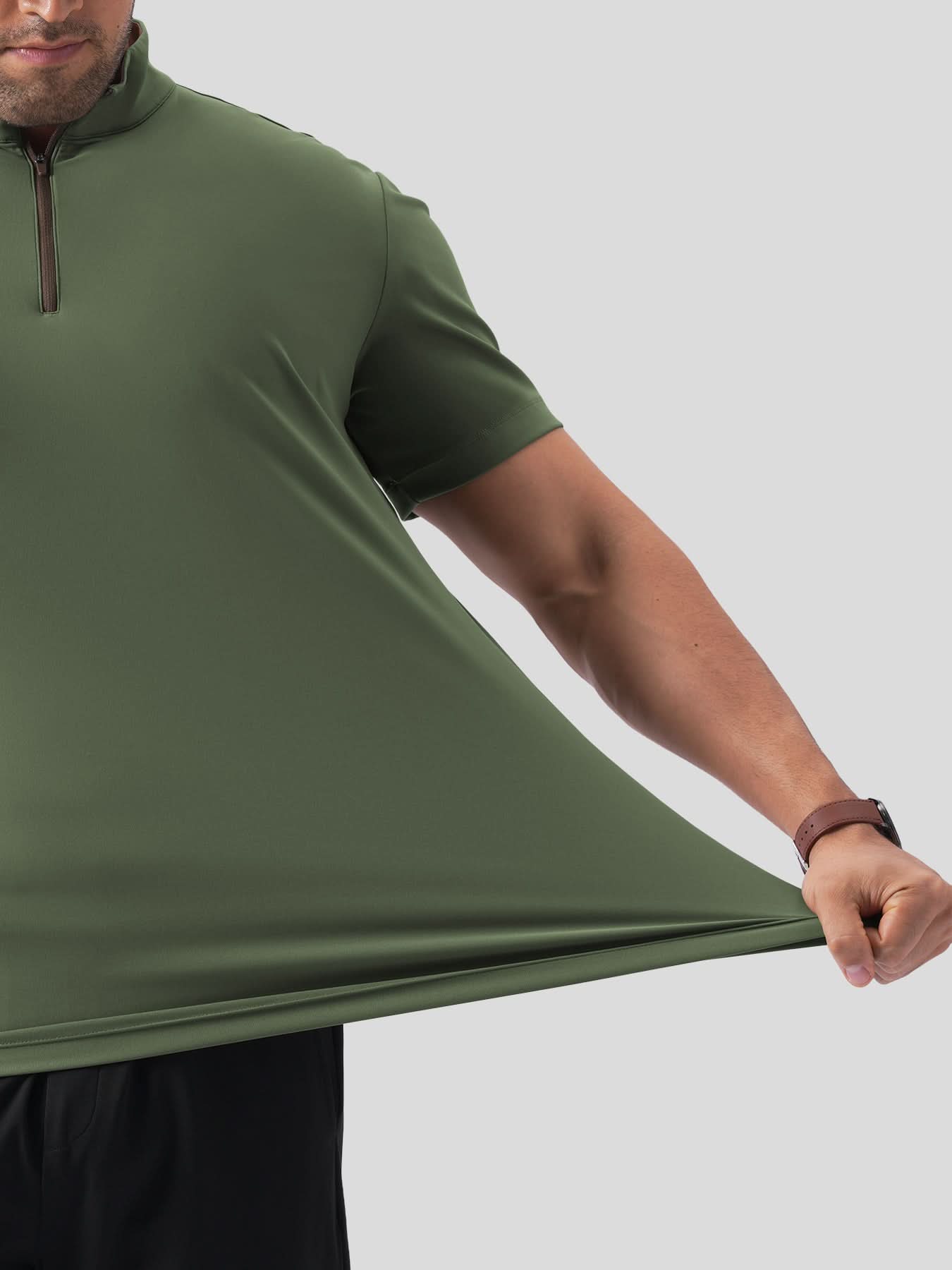 SmoothBlend Half Zip Mock Neck Short Sleeve Tee