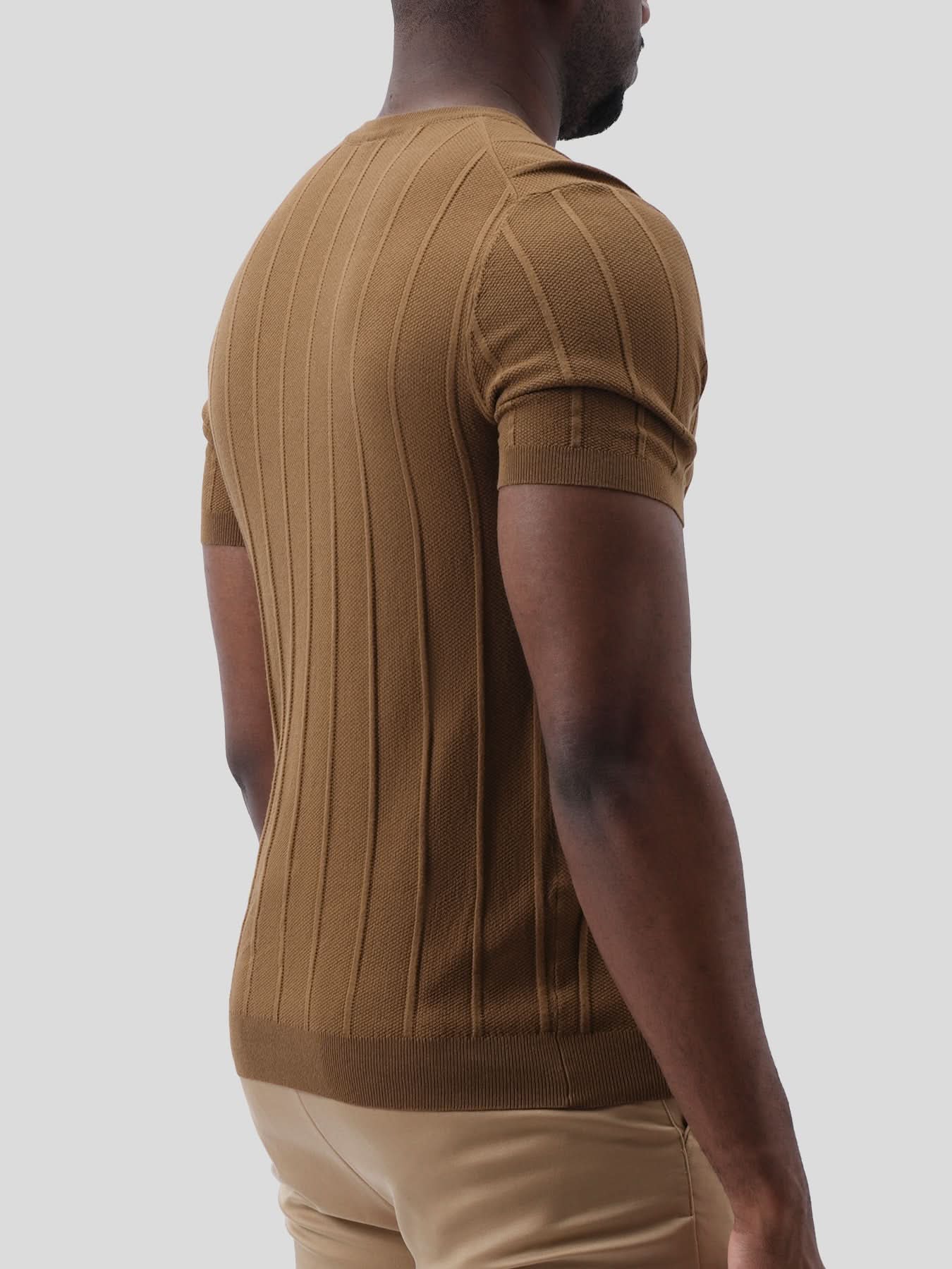 GentleKnit Breathable Striped Short Sleeve Knitted T-Shirt